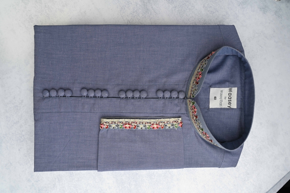 navy blue Grey Panjabi